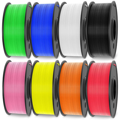 3D Printer Filament Bundle Multicolor PETG Filament 1.75mm, Individually Vacuum Packed, 2kg in Total, 0.25kg per Spool, 8 Pack, 8 Colors