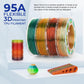 TPU 3D Printer Filament Bundle, Transparent Multicolor Rainbow TPU 1.75mm, Color Change Flexible Soft TPU 3D Printing Filament Supports High Speed, 200gX4 Spools